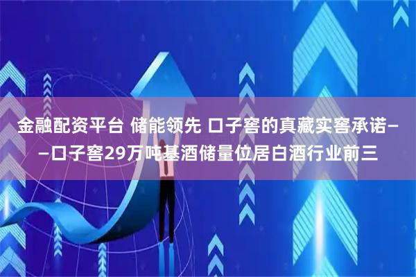 金融配资平台 储能领先 口子窖的真藏实窖承诺——口子窖29万吨基酒储量位居白酒行业前三