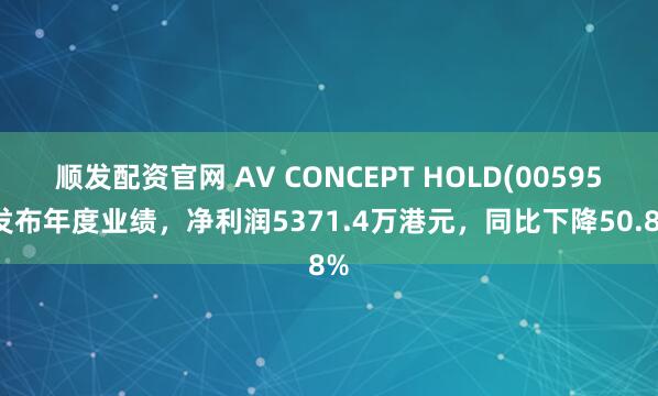 顺发配资官网 AV CONCEPT HOLD(00595)发布年度业绩，净利润5371.4万港元，同比下降50.8%