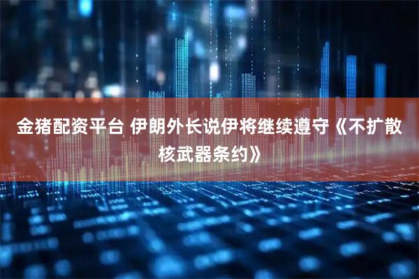 金猪配资平台 伊朗外长说伊将继续遵守《不扩散核武器条约》