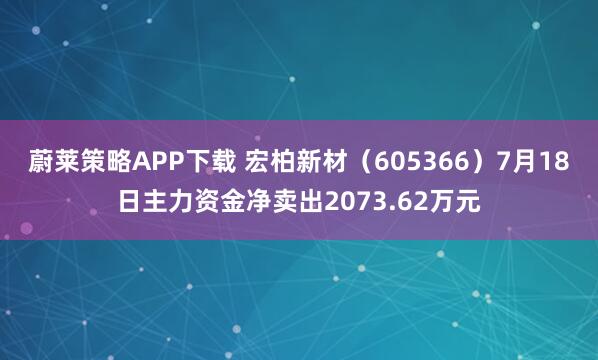 蔚莱策略APP下载 宏柏新材（605366）7月18日主力资金净卖出2073.62万元
