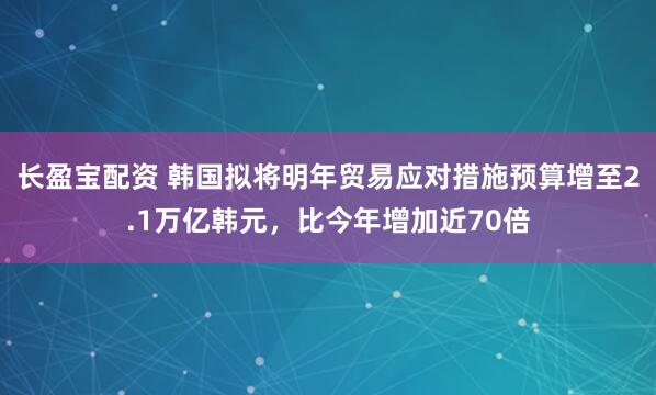 长盈宝配资 韩国拟将明年贸易应对措施预算增至2.1万亿韩元，比今年增加近70倍